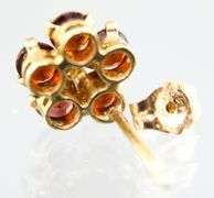14 KT Gold Earrings and backs, set with red Tourmaline.     (1.35 gm t.wt)