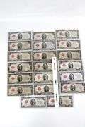 1928 Red Seal $2 United States Notes. Mixed Series.  Marked 'Low Grade Circulated'. 20 items