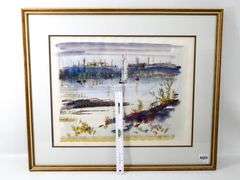 Alfred Birdsey "Bermuda Seascape" original watercolor painting, framed 24" x 28"