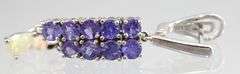 Tanzanite (tested), Opal,  and Sterling Silver Earrings.