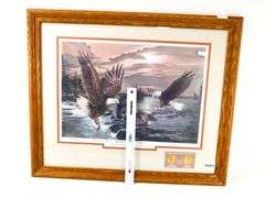 "1988 What So Proudly We Hail" by Don Marco (American b. 1920s) Double Eagle Signature Series Investors Edition Lithograph by Wildlife Litho Marking Minneapolis Minnesota with American Eagle Gold Bullion 1988 Coin Depictions - 21 x 25