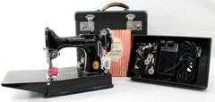 1930s/1940s Singer Featherweight. Serial number AF080436. Catalog 3-110 | 700 Black & Gold Sewing Machine with Case, Manual, and Accessories - Consignor contributes last serviced 7/16/2025 "Works Great"