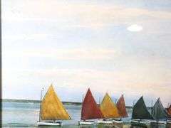 "The Rainbow Fleet, Nantucket" by H. Marshall Gardiner Circa 1930 print, framed 24" x 30"