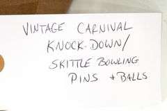 Vintage Carnival Knock-Down Skittle Bowling Pins and Balls