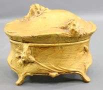 Gilded cast metal vintage pin cushion and lined Trinket Box.