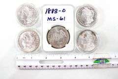 New Orleans Mint Morgan Silver Dollars. 1880 "O" , 1880 "O", 1883 "O", 1898 "O" , and 1899 "O" , Morgan Silver Dollars - Marked Uncirculated 5 items.