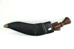 Vintage Kurka knife in leather sheath , Hand crafted , Marked " India "