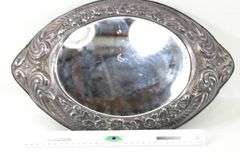 Vintage Silverplate (Believed to be) Repousse Frame Oval Vanity Mirror - 16"