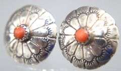 Sterling Silver Native American Earrings with coral accents