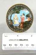Vintage morpho butterfly Brooch, hand painted Dutch scene, 1920s