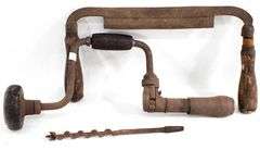 Vintage Tools:  Pull Scrapper / Draw Knife - and - Hand Auger with Bit