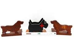 Arts & Crafts Folk Art Cutwork Wood Figural Bookends / Napkin Holder