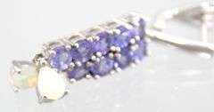 Tanzanite (tested), Opal,  and Sterling Silver Earrings.