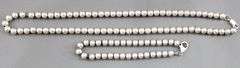 Sterling Silver Beaded Necklace and Bracelet Set.