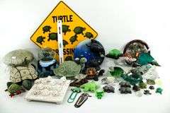 Turtle Collectibles:  Turtle Crossing Sign, Snow Globe, Glass / Ceramic Figurines, Tic Tac Toe Game & More.