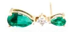 10KT Gold, Diamond, and Emerald (both tested) Earrings.