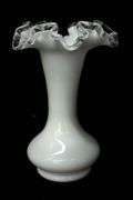 Fenton Glass - Silver Crest Ruffled Edge Milk Glass Art Glass Basket, Vases, and More
