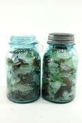 Sea Glass Collection in Ball Glass Jars.