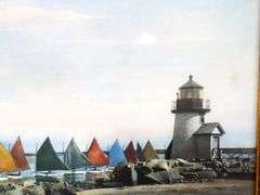 "The Rainbow Fleet, Nantucket" by H. Marshall Gardiner Circa 1930 print, framed 24" x 30"
