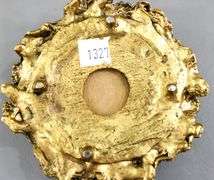 Gilded cast metal vintage pin cushion and lined Trinket Box.
