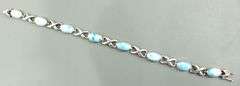 Sterling Silver Bracelet with Larimar stations, 8"