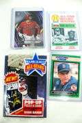 Baseball Trading Cards:  Major League All Stars Pop-Up Hank Aaron Puzzle & Cards - Factory Sealed, Yankees Reggie Jackson 1977 Topps Chewing Gum, Al Bumbry, Boog Powell Orioles 1975 Topps & More.