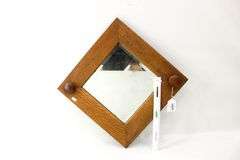 Wood Frame Wall Mirror with Knob Hangers - 15 x 15