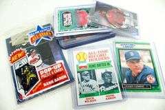 Baseball Trading Cards:  Major League All Stars Pop-Up Hank Aaron Puzzle & Cards - Factory Sealed, Yankees Reggie Jackson 1977 Topps Chewing Gum, Al Bumbry, Boog Powell Orioles 1975 Topps & More.
