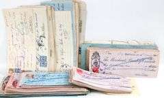 Antique Canadian Bank checks and inter bank transfer slips with Postage and excise stamps , Circa 1914 - 1924 , 100's of items