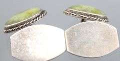 Irish Connemara Marble and Sterling Silver Ring, Size 8, and Matching Cufflinks.