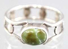 Irish Connemara Marble and Sterling Silver Ring, Size 8, and Matching Cufflinks.