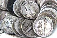 Mercury and Barber silver dimes , 90 items