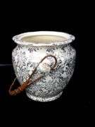 Empire Porcelain Company - Marked England - 1896-1967 - Double Handle Vessel with Rattan Bail Handle and Lid