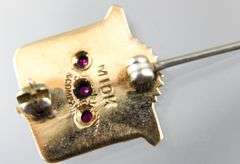 14 KT Gold Service Pin for "Chevrolet Parts & Accessories Managers Record Club" studded with Rubies.     (2.35 gm t.wt)