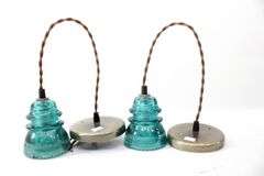 Vintage Glass Insulator Shade Arts & Crafts Pendant Lights - and - Vintage Metal Shade Pendant Light
