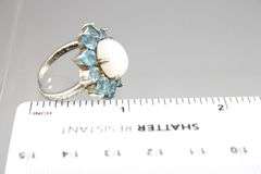 Topaz, Moonstone (both tested),  and Sterling Silver Ring, size 7.