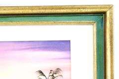 Original watercolor tropical scene, framed 17" x 21"