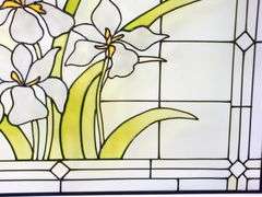 Stained Glass Floral Window Art - Two - 18 x 24 each
