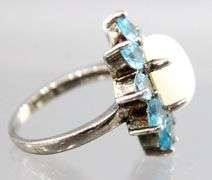 Topaz, Moonstone (both tested),  and Sterling Silver Ring, size 7.