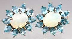 Topaz, Moonstone (both tested),  and Sterling Silver Earrings.