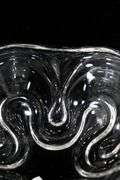 Raised Swirl Relief Handcrafted Clear Art Glass Crystal Centerpiece - 4 x 10