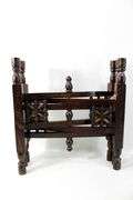 Moroccan Tray Table - Chinoiserie Wood Base with Handcrafted Metal Art Tray