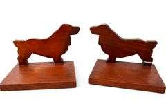 Arts & Crafts Folk Art Cutwork Wood Figural Bookends / Napkin Holder