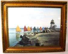 "The Rainbow Fleet, Nantucket" by H. Marshall Gardiner Circa 1930 print, framed 24" x 30"