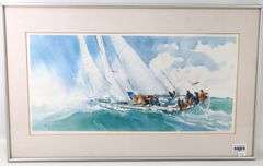 Anna Simons "The Racing Yacht" limited edition signed print  95/200, framed 17" x 27"