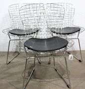 Harry Bertoia (Believed to be) Metal Art Wire Chairs with Seat Cushion