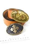 Phillip Beall Annapolis, Md Leather Belt with Maryland Division Sons of Confederate Veterans Buckle and Brass CS Belt Buckle
