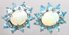 Topaz, Moonstone (both tested),  and Sterling Silver Earrings.
