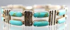 950 grade Sterling Silver double strand Turquoise Bracelet, 7"
