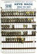 "Star" Key Blanks Retail Display Board with Keys - "Keys Made While You Wait!" - 24 x 16